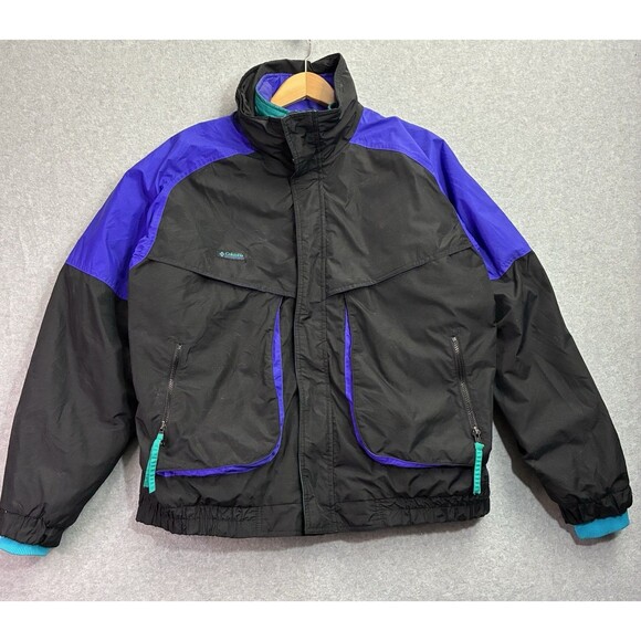 Vintage Columbia Sportswear Jacket Men’s Large Black Purple Teal 90s Retro - Picture 1 of 8